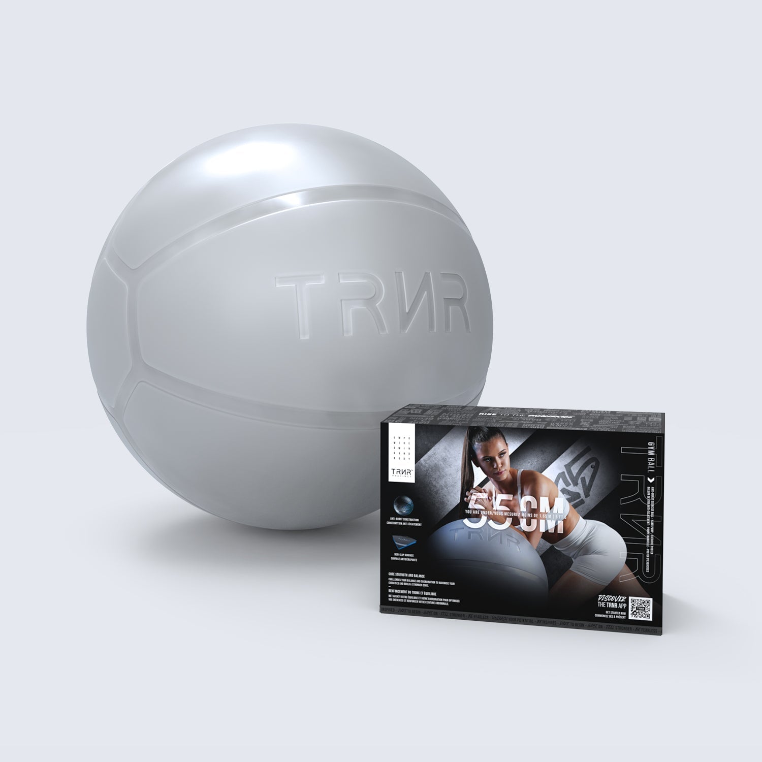 TRNR Gym Ball 55 cm &amp; Packaging | Light Grey Colour